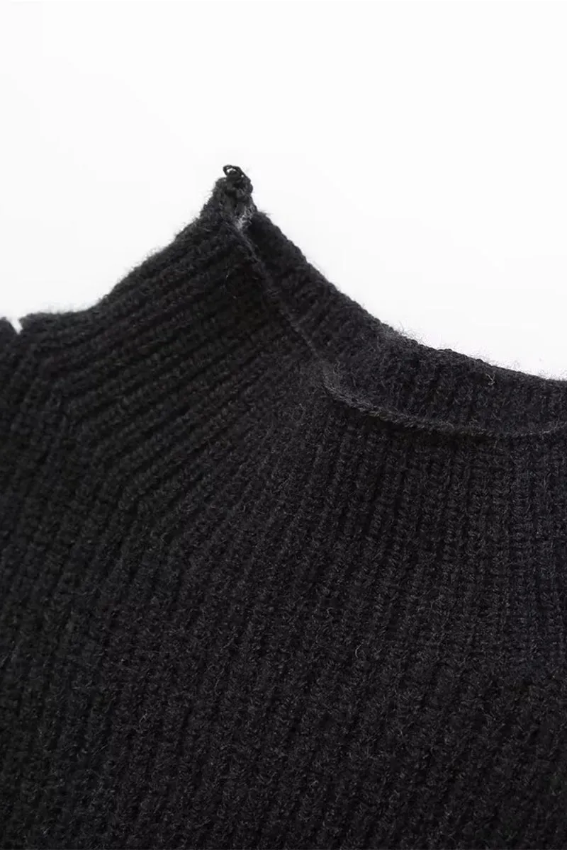 WS3394 Contrast Stitching Sweater Outerwear