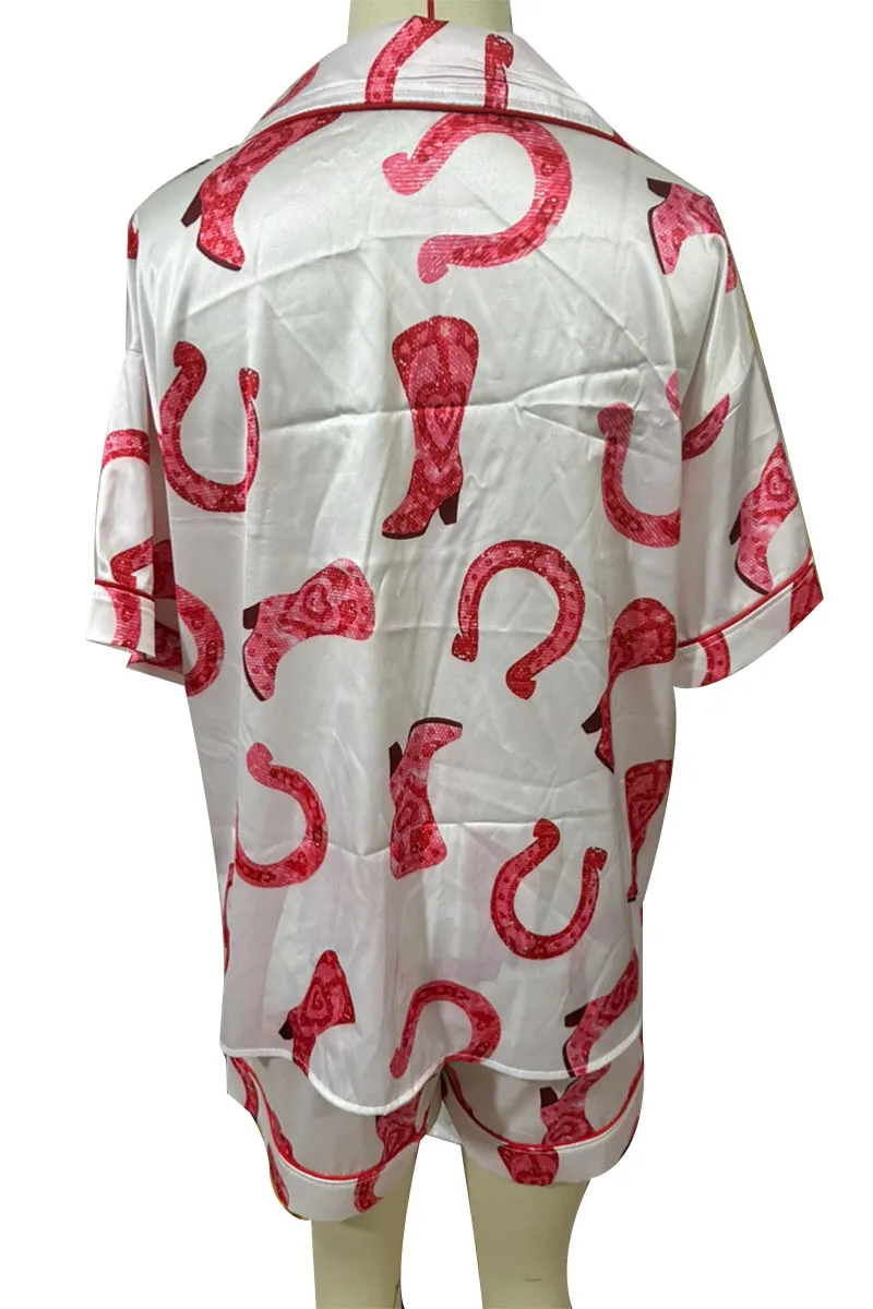 XK0269 Graphic Shorts Pajamas Set