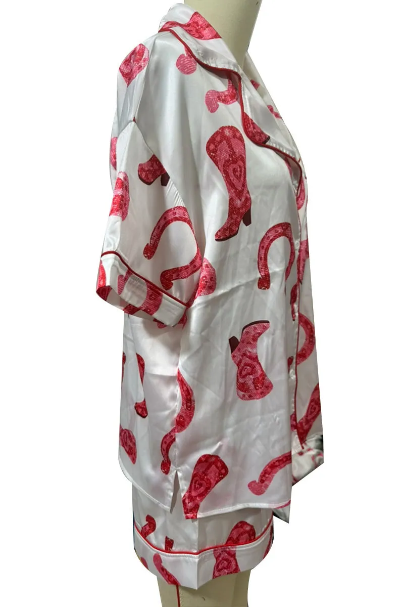 XK0269 Graphic Shorts Pajamas Set