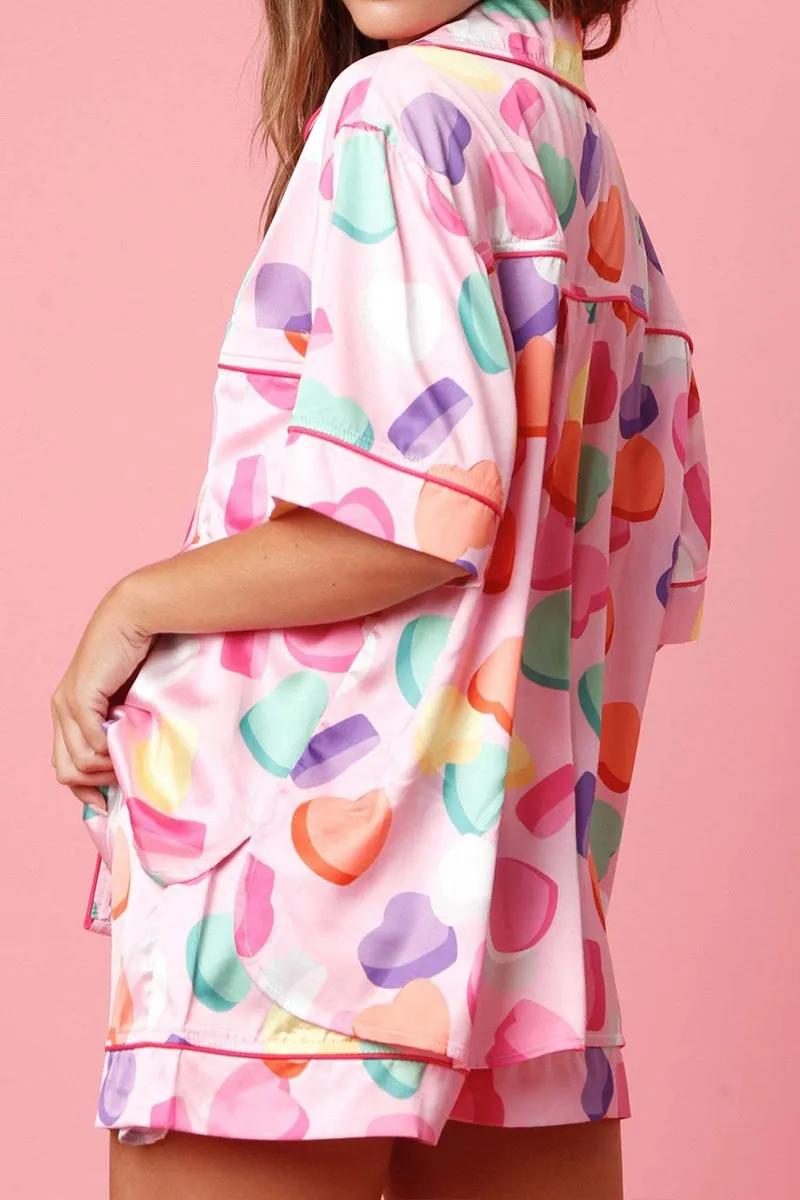 XK0269 Graphic Shorts Pajamas Set