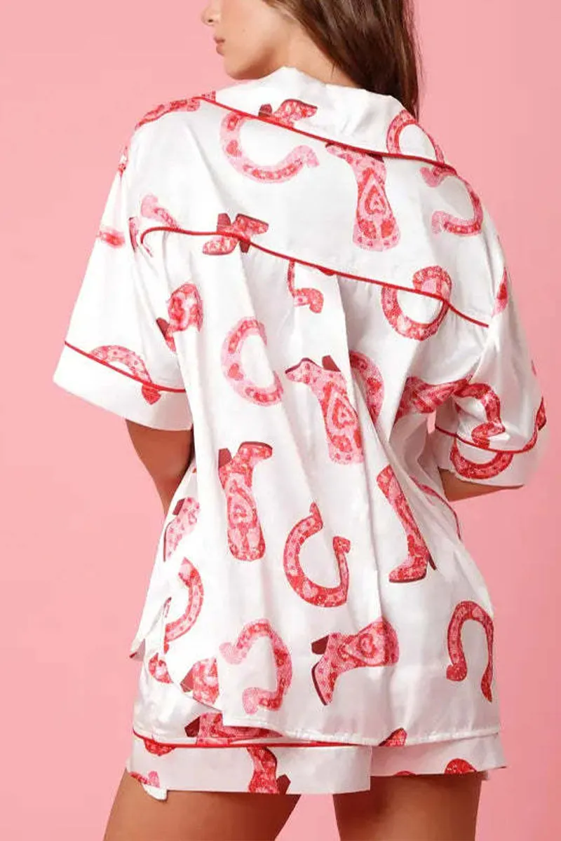 XK0269 Graphic Shorts Pajamas Set