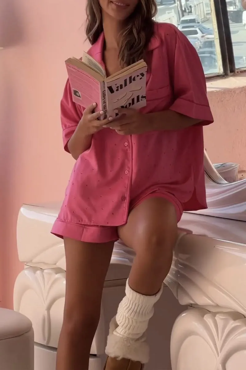 XK0269 Graphic Shorts Pajamas Set