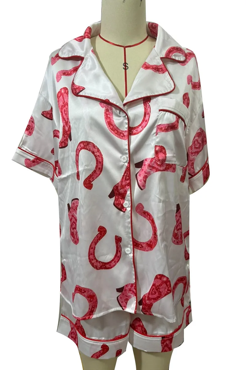 XK0269 Graphic Shorts Pajamas Set