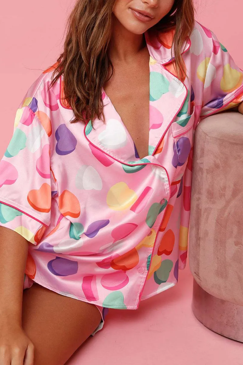 XK0269 Graphic Shorts Pajamas Set
