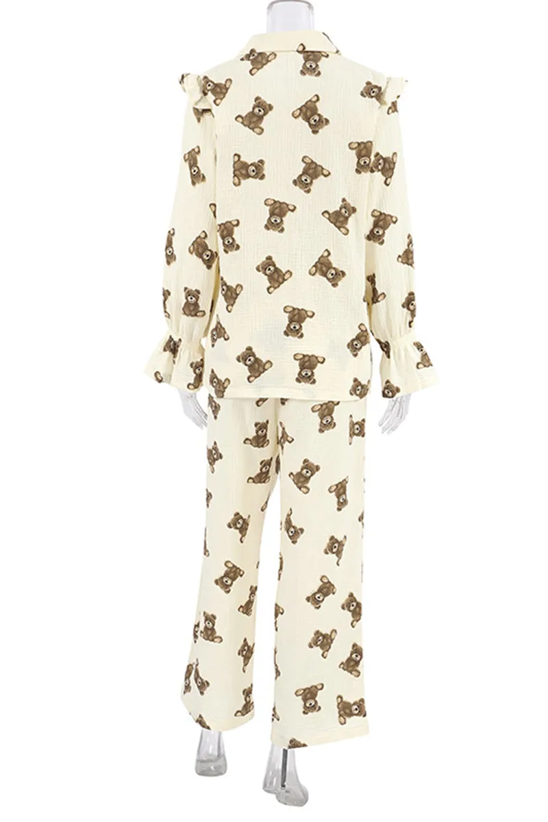 XK0337 Teddy Bear Cotton Pajamas