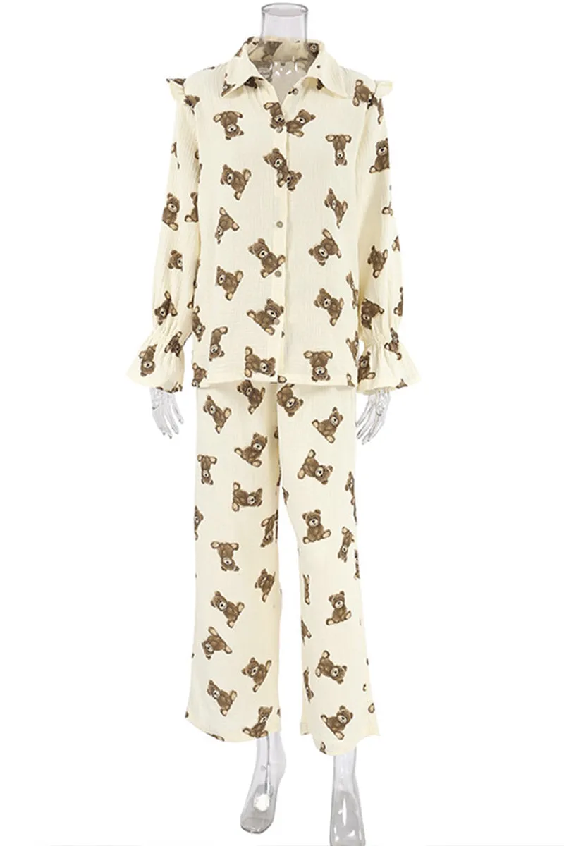 XK0337 Teddy Bear Cotton Pajamas