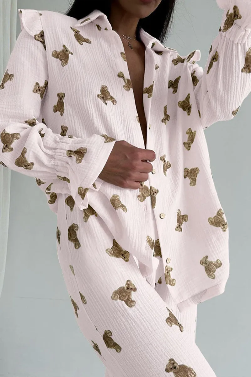 XK0337 Teddy Bear Cotton Pajamas