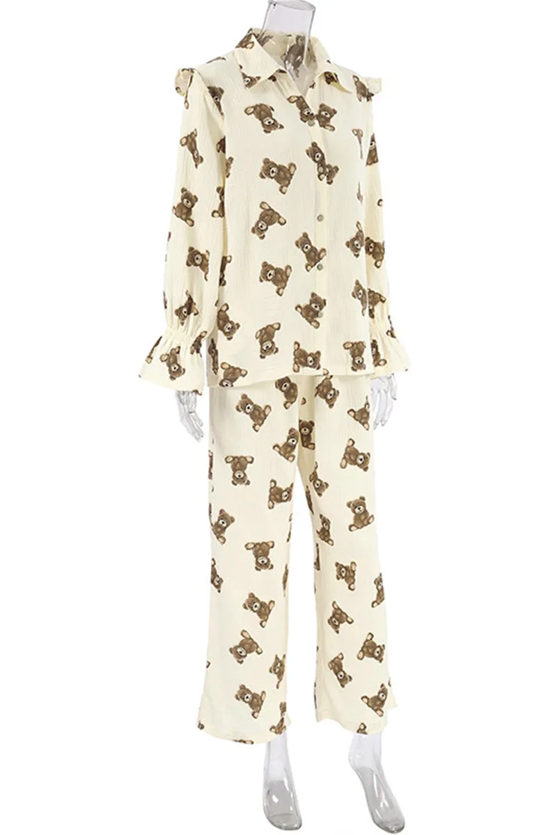 XK0337 Teddy Bear Cotton Pajamas