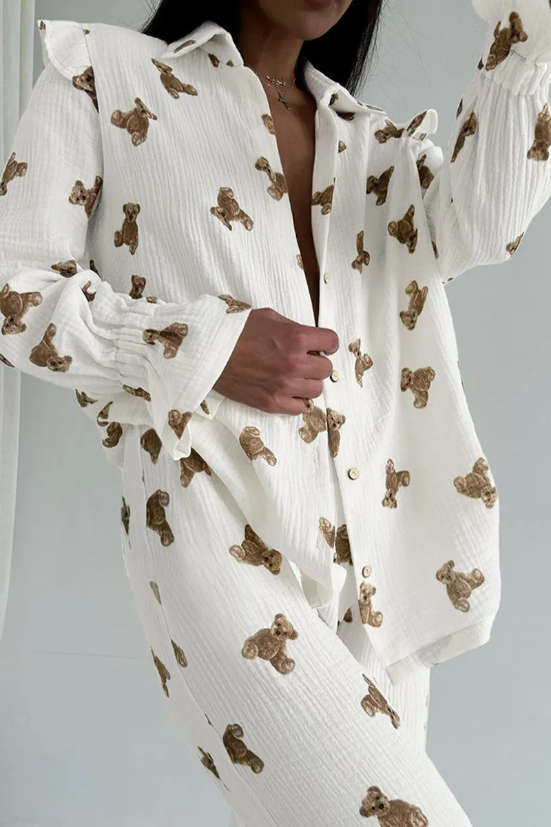 XK0337 Teddy Bear Cotton Pajamas