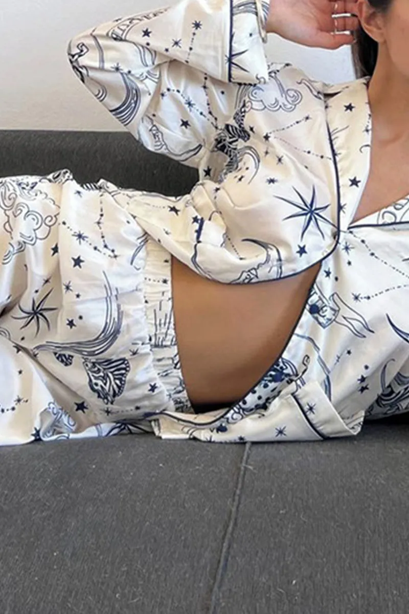 XK0374 Silky Graphic Pajamas