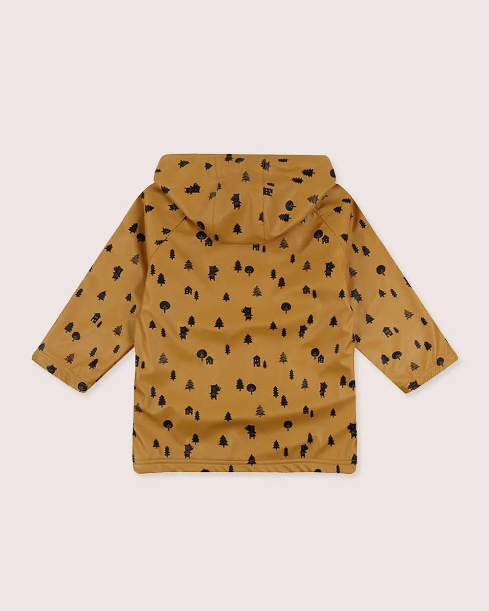Yellow Forest Print Hooded Raincoat